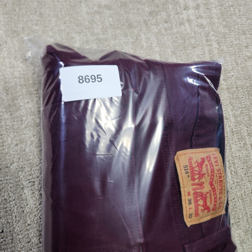 Levis 514 Jeans Men 36x32 Straight Leg Regular Fit Maroon Denim Stretch - Picture 13 of 13
